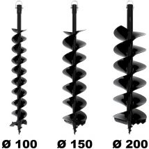 Set punte semi-professionali ø 100 + 150 + 200 mm per trivella termica