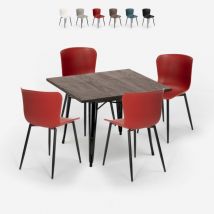 Ahd Amazing Home Design - set quadratischer tisch 80x80cm 4 stühle industriestil anvil dark - Rot
