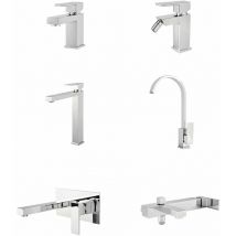 Giorgy - Set Rubinetteria Per Bagno da design squadrata moderna con piletta click clack inclusa - lavello cucina miscelatore