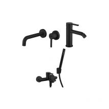 Jacuzzi - Set Rubinetti per lavabo a parete e bidet senza scarico e vasca serie Sunset yo nero opaco