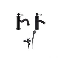 Jacuzzi - Set Rubinetti per lavabo e bidet senza scarico e vasca serie Tosca yo nero opaco