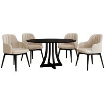 Set sala da pranzo Racine 137, Nero + Magic Velvet 2250, 77x0x0cm, Diametro: 120, Numero di posti: 4, Stile: Contemporary