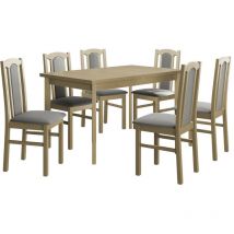 Mobilier1 - Set sala da pranzo Victorville 313, Sonoma quercia, 78x80x140cm, Diametro: 0, Numero di posti: 6, Stile: Contemporary