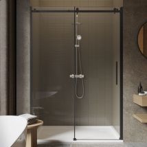Box doccia nicchia 90 cm porta scorrevole H200 cm cristallo 8mm profilo nero opaco cara