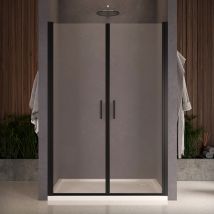 Box doccia nicchia 80 cm porta due battenti H200 cm cristallo 8mm profilo nero opaco elda