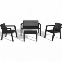 Toomax - Set salotto composto da 2 sedute 1 divanetto e 1 tavolino con finitura in effetto Juta riviera antracite da esterno