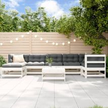 Torana - Set Salotto da Giardino 8 pz in Legno Massello di Pino Bianco