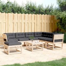 Torana - Set Salotto Giardino 7 pz Cuscini Antracite Legno Massello Pino