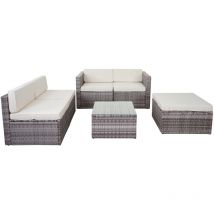 Hegele - Set salotto giardino esterno salottino HHG-578 polyrattan grigio con cuscini avorio