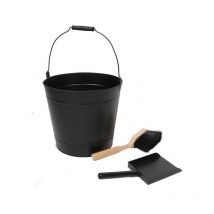 Set seau a cendre acier noir