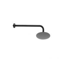 Jacuzzi - Set soffione doccia tondo da 30 cm in acciaio inox ultrapiatto e braccio doccia tondo da 40 cm nero opaco