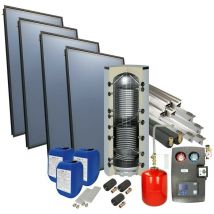 Set solaire 4Plus toit plat 800 litres eau fraîche serpentin 4 capteurs