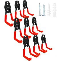 Boudech - Set Square Small - 9 ganci da garage per carichi pesanti, ganci da parete forma squadrata 7x11 cm, doppio braccio antiscivolo
