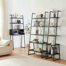 [en.casa] - Set Storfjord Composto di Scrivania con Ripiani in Alto e 2 Scaffali a Scala - Nero