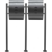 Set Cassetta postale doppia autoportante V18 antracite con telaio di supporto - Wiltec