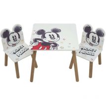 Set Tavolino con 2 Sedie in Legno Mickey Natural - Bianco