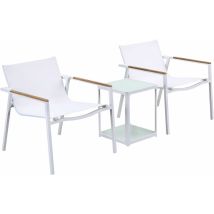 Kraus - Set Tavolino E 2 Sedie Da Giardino In Alluminio Raffaello Bianco