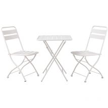 Set tavolino e sedie da giardino pieghevoli bianco Mia