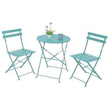 Set tavolino e sedie da giardino in acciaio pieghevoli Dalia blu