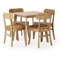 Set tavolo 80x80 cm e 4 sedie da pranzo Nala Rovere