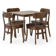 Set tavolo 80x80 cm e 4 sedie da pranzo Nala Noce