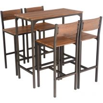 Set Tavolo Bar e 4 Sgabelli Marrone Noce Mod. Venice