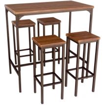 Yelloo - Set Tavolo Bar Rettangolare 110X66Xh110Cm e 4 Sgabelli Marrone Noce Mod. Firenze