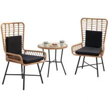 Set Tavolo e 2 Sedie da Giardino in Polyrattan Design Intrecciato da Esterno