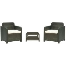 Set Tavolo e Poltrona da Esterno Giglio – Polipropilene – Colore Nero – Dimensioni Poltrona 71x61x77 cm – Dimensioni Tavolino 61x53x42 cm