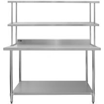 Monster Shop - Kitchen Catering Table With Double Over-Shelf Work Bench Heavy