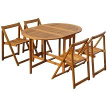 Bonnevie - Set Tavolo e Sedie da Giardino 5 pz - Salotti da giardino Pieghevole in Massello di Acacia BV384582