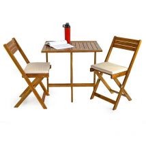 Set tavolino con 2 sedie da balcone salvaspazio in legno Melzo