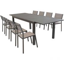 David - set tavolo da giardino con sedie allungabile 160/240x90 - Posti: 8 - Colore: Taupe