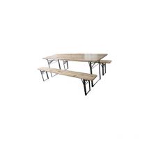 Domus - set tavolo + panche birreria 2 gambe