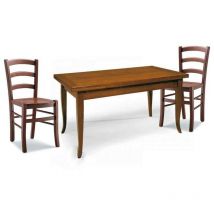 Set Tavolo rettangolare allungabile + Sedie Venezia seduta massello Noce Dimensione Tavoli: 160 x 85 + 2 allunghe 40 cm - Numero sedie: 6