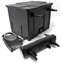 Wiltec - Komplettset: CBF-350 Teichfilter bis 12000 l Teichfilteranlage als Durchlauffilter, NEO10000 SuperECO Teichpumpe 10000l/h 80W, CUV-218