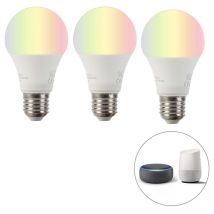 LUEDD Lot intelligent de 3 lampes LED E27 RGBW A60 9W 800 lm 2200-4000K