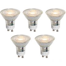 Set of 5 GU10 50mm led Bulbs Clear 1W 80 lm 2200K