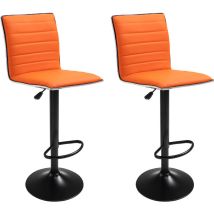 Set Von 2 Barhockern New York Orange - Maximale Belastung: 120 Kg - Pu-ähnlich - Metallfuss - Höhenverstellbar 100-120 Cm
