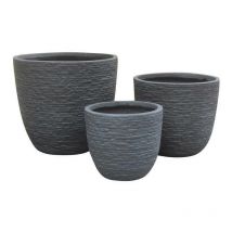 Set von 3 Marisa -Tonfasergartengefäßen - DarkGrey - DarkGrey