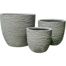 Set von 3 Marisa -Tonfasergartengefäßen - LightGrey - LightGrey