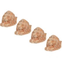 Biscottini - Set von 4 Füßen Löwenkopf Vase Untertasse in toskanischen Terrakotta 100% Made in Italy vollständig handgefertigt