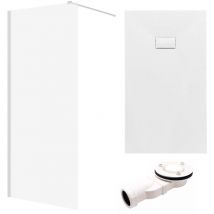 Set - Walk-in Dusche Ketil 140x195 + Duschabtrennung Transparent 8 Mm Glas + Duschwanne Vidar 140x90 Weiß Smc Rechteck