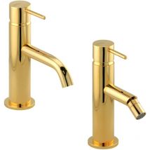 Set Waschtisch- und Bidetmischer in Goldfarbe Gattoni Easy KITEASYDO1