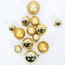 60 Weihnachtsbaumkugeln Set – Goldene Kugeln in verschiedenen Größen (4-7 cm) – Strapazierfähiger Kunststoff – Elegante Dekoration für Weihnachten