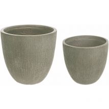 Bizzotto - Set mit Vasen Brush To für den Außenbereich Salbeifarbene Balkontöpfe rund -Set mit 2 Stück / Niedrige Vasen / Salbei
