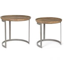 Bizzotto - Table basse Narvik To bz, structure en acier avec finition époxy, plateau en bois de manguier à base d'eau, dimensions Ø43a - 43h Ø53a