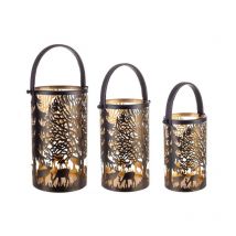 Peragashop - Ensemble de 3 lanternes Daya Cil Renna Noir