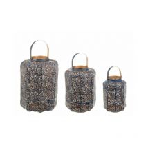 Bizzotto - Set3 Lanternes Kaylie Bomb Bleu-Or
