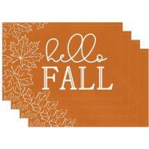 Sets de table d'automne en lin Sets de table citrouille de Thanksgiving Sets de table de ferme d'automne au design vintage Décorations de table
